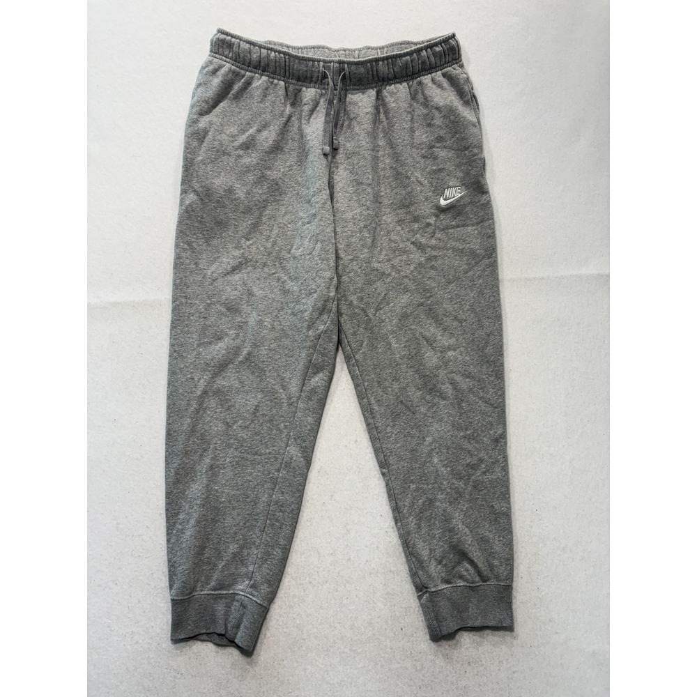 Nike Jogger Pants Mens Large Gray Fleece Elastic Waist Tapered Athletic Pockets